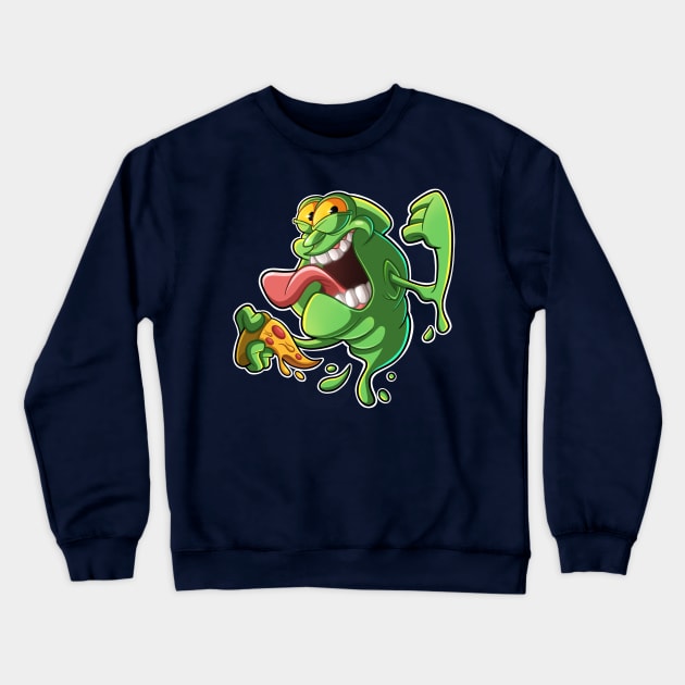 Green Ghost Pizza Crewneck Sweatshirt by Popon85